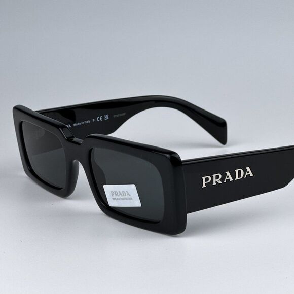 NEW Prada PRA07S 1AB5S0 Black Dark Grey Cat Eye Rectangle Sunglasses PR A07S - Picture 8 of 12